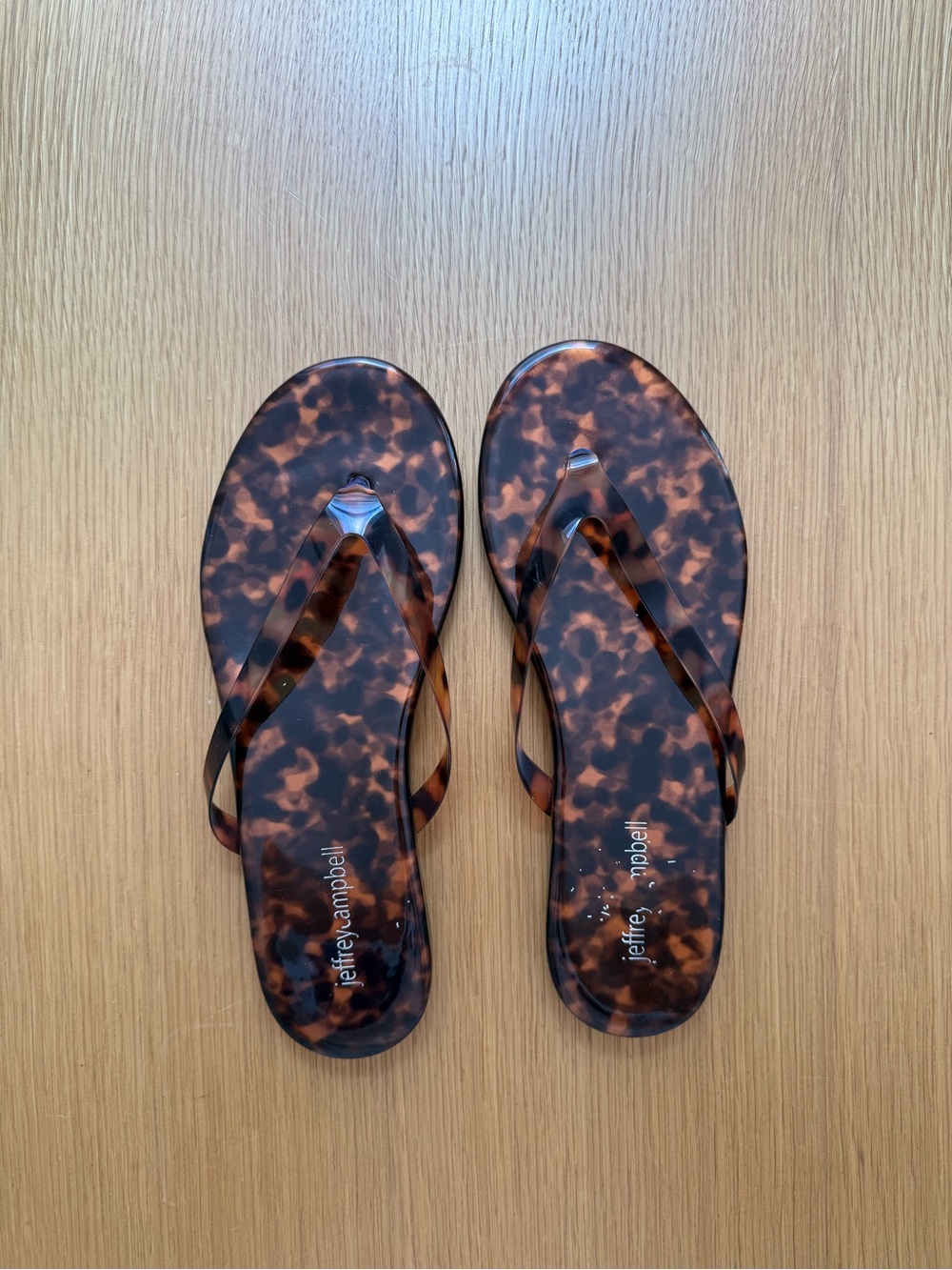 Jeffrey Campbell Kierra Tortoise Sandals Animal Print Flip Flops - size 6.5